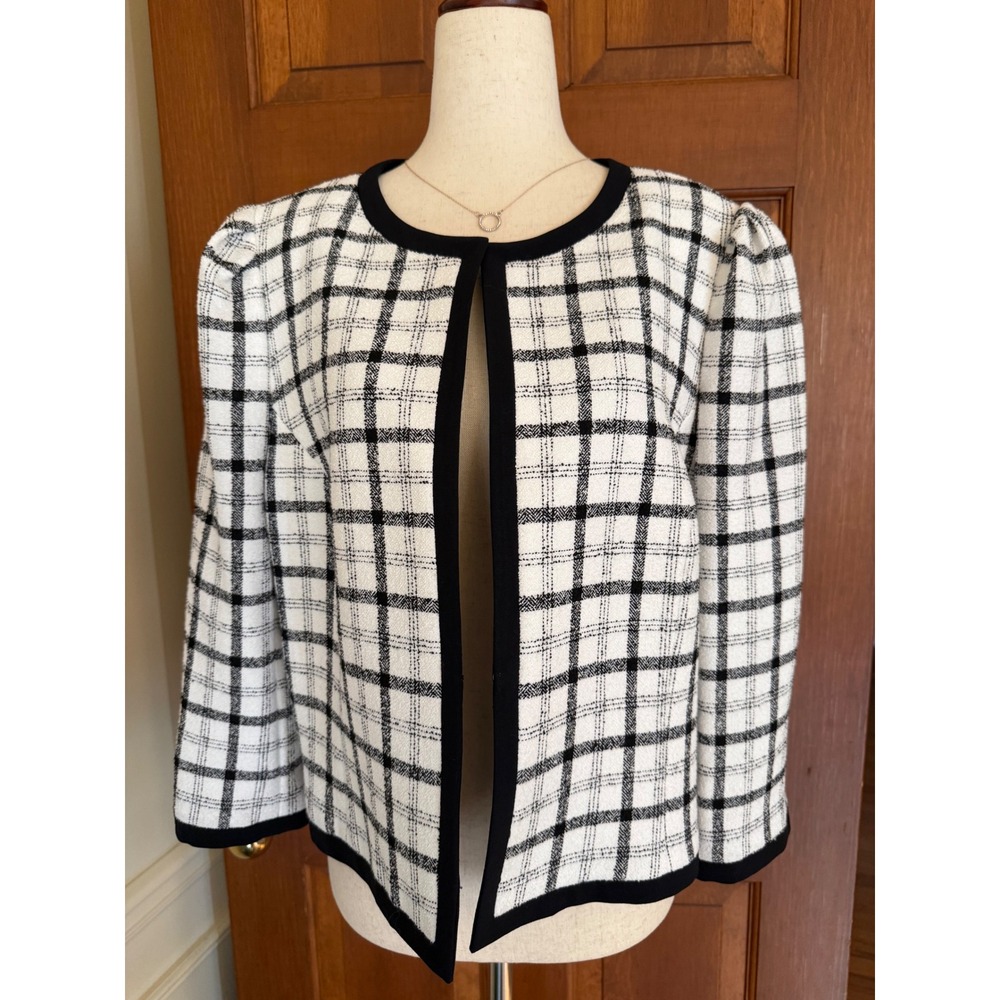 Nine West Open Front Blazer Women's Size 16 Black/White Business Casual Career - Picture 4 of 13